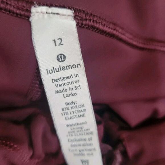 Lululemon Speed‎ Wunder Mid-Rise Tight 28" Speckle Shine Women's 12 Garnet Red - Picture 14 of 14